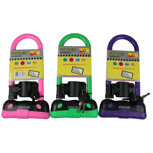 Stahlex Kleurrijk beugelslot - dubbelzijdige vergrendeling - weerbestendig - 95 x 240 mm - paars