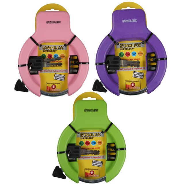 Stahlex Deluxe ringslot - paars - met 2 sleutels - eenvoudig te bevestigen - veiligheidscategorie B