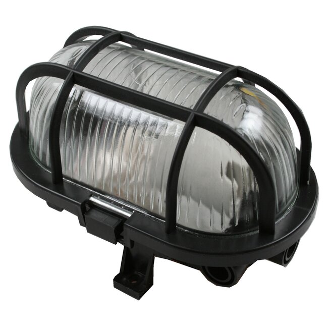 Benson Ovale buitenlampen - zwart kunststof - E27 fitting - set van 12 stuks