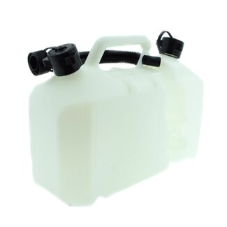 Benson Plastic brandstof jerrycan - 8 liter - drukventiel - flexibele tuit - wit