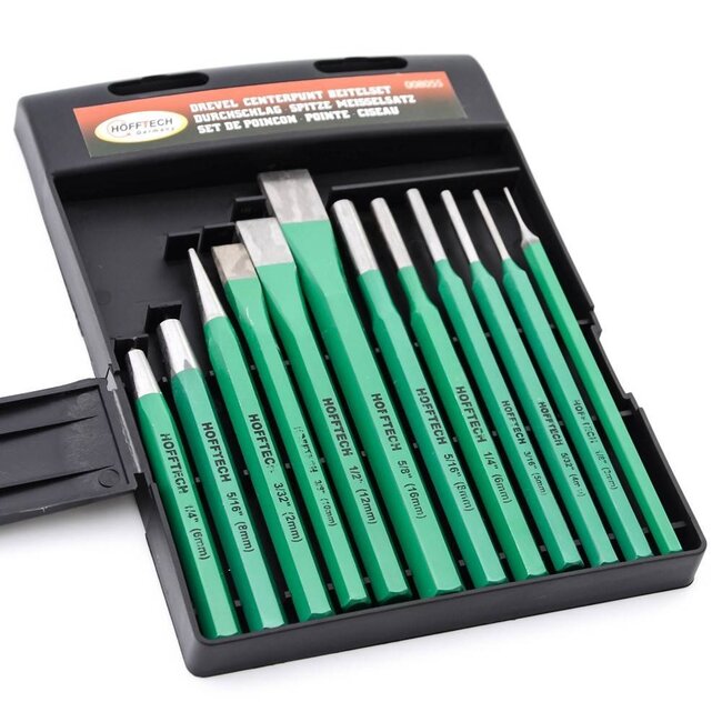 Hofftech 12-delige drevel- en beitelset - gehard staal - hittebestendig - veelzijdig gebruik
