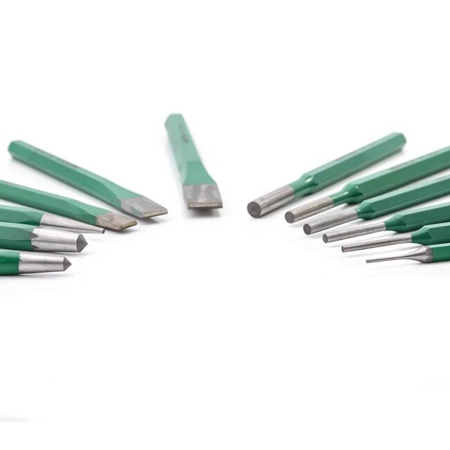 Hofftech 12-delige drevel- en beitelset - gehard staal - hittebestendig - veelzijdig gebruik