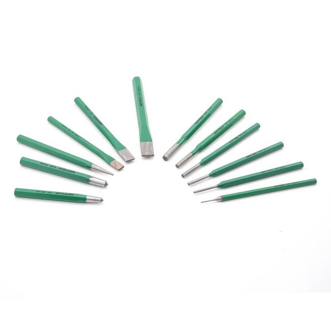 Hofftech 12-delige drevel- en beitelset - gehard staal - hittebestendig - veelzijdig gebruik