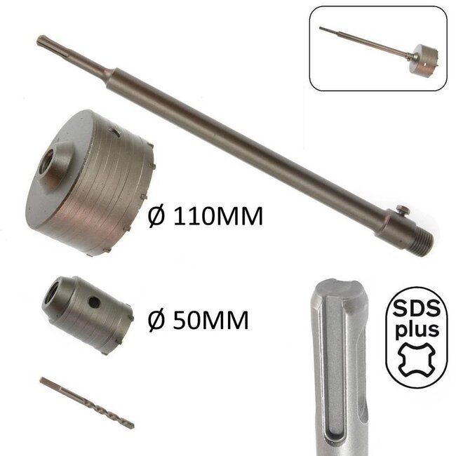 Hofftech Dozenboor set - SDS+ - 50 mm en 110 mm - Voor steen en licht beton