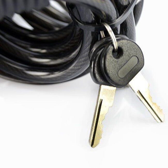 Stahlex Spiraal kabelslot - Ø 10mm x 8 meter - zwart - geplastificeerd - afgeschermd sleutelgat