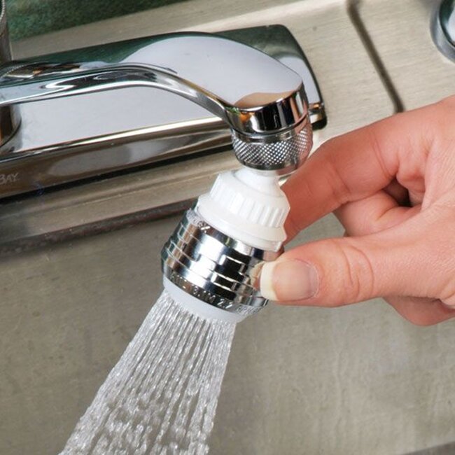 Benson Roterende kraansproeier - 360 graden draaibaar - 2 standen - chroom/wit