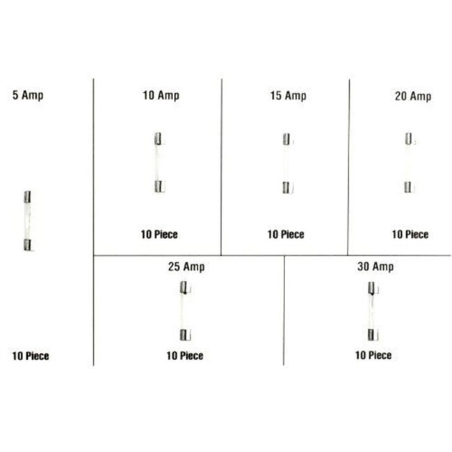 Benson 60-delige glaszekeringen set - 5 tot 30A - Assortiment box - Auto-elektronica