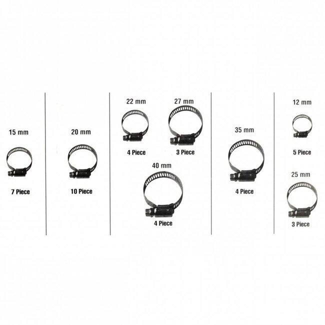 Benson Assortimentsdoos - 40 slangklemmen - Diverse maten - Hoogwaardige grip - Handige opbergdoos