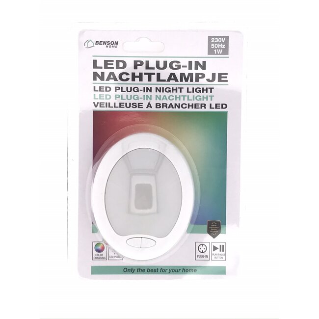 Benson Kleurveranderend LED-nachtlampje - Compact - Energiezuinig - 85 x 30 mm - Wit