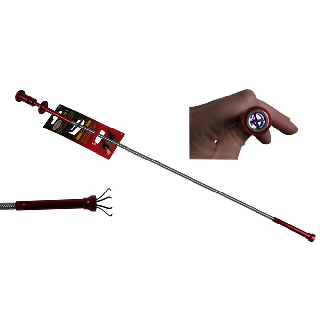 Hofftech Pick Up Tool - Aluminium - Magneet - LED - 622 mm - Rood