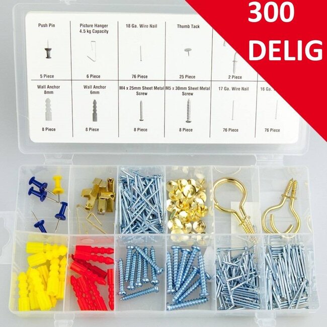 Benson Complete huishoudelijke ijzerwarenmix - 300 stuks - assortimentsdoos - duurzaam materiaal