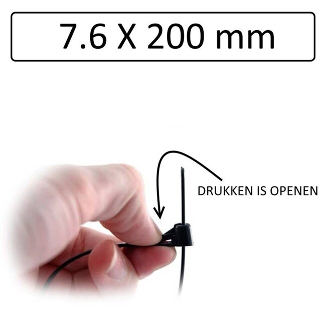 Hofftech Hersluitbare kabelbinders - 7.6 x 200 mm - zwart - 50 stuks