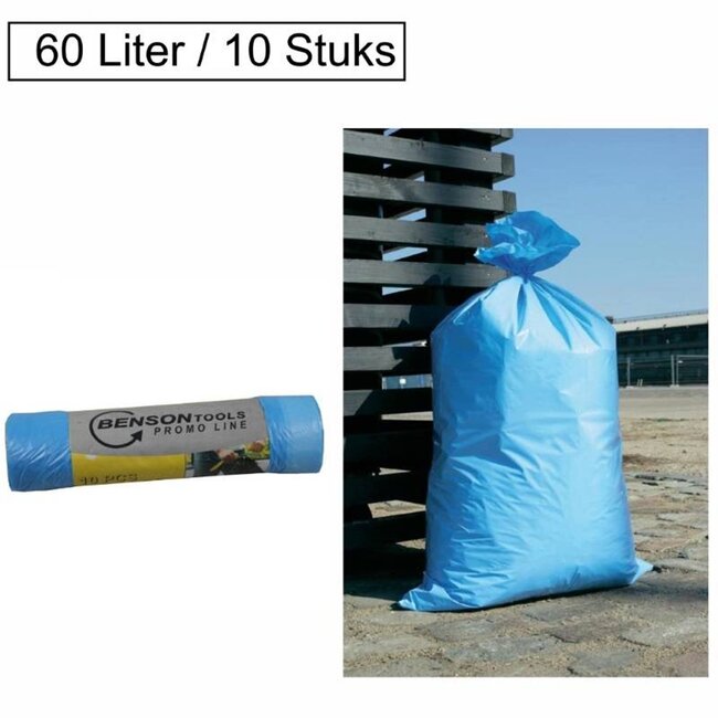 Benson Vuilniszakken - 60 liter - Trekband - Extra stevig - 10 stuks