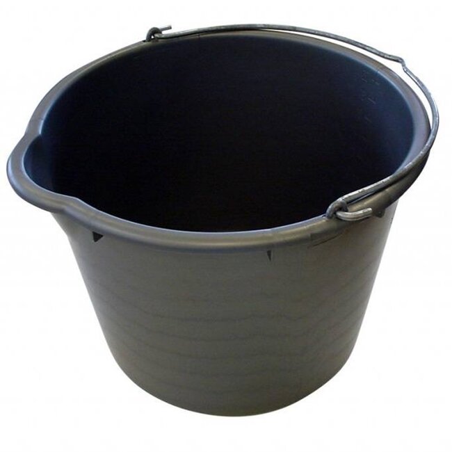 Benson Bouwemmer met schenktuit - 12 liter - zwart - extra sterk kunststof - comfortabele handgreep