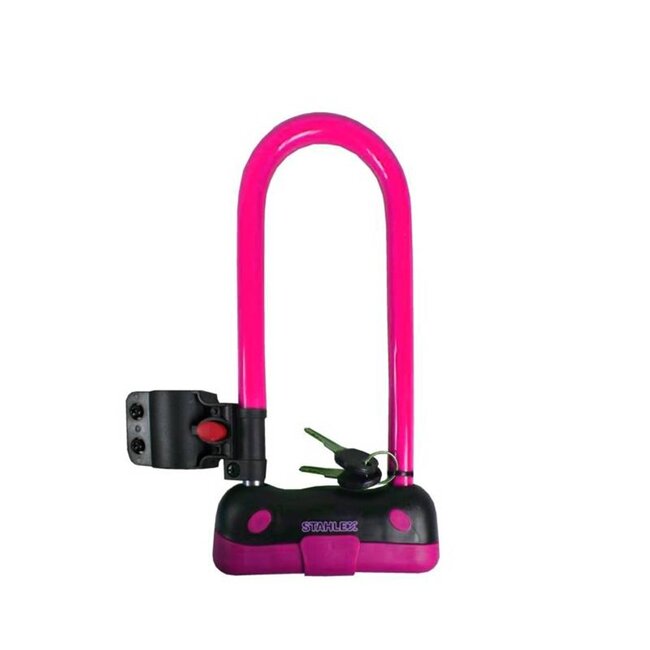 Stahlex Kleurrijk beugelslot - dubbelzijdige vergrendeling - weerbestendig - 9,5 x 24 cm - roze