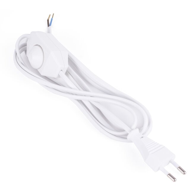 Benson Stroomsnoer met vloerdimmer - wit - 2 meter - led geschikt - CE keurmerk
