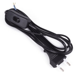 Benson Stroomsnoer met schakelaar - zwart - 2 meter - CE en VDE keurmerk