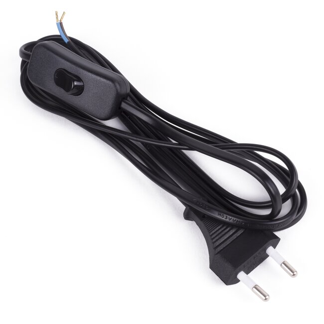 Benson Stroomsnoer met schakelaar - zwart - 2 meter - CE en VDE keurmerk