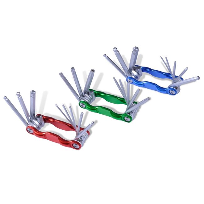 Hofftech Vouwbare inbus- en Torxsleutelset - 3-delig - Kleurgecodeerd - Chroom-vanadiumstaal