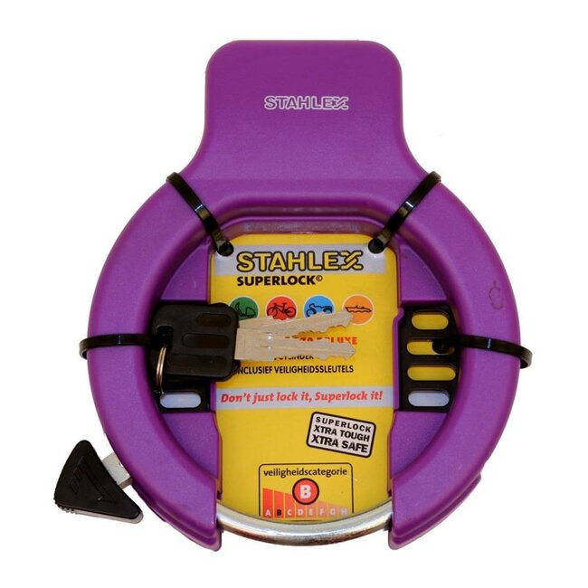 Stahlex Deluxe ringslot - paars - met 2 sleutels - eenvoudig te bevestigen - veiligheidscategorie B