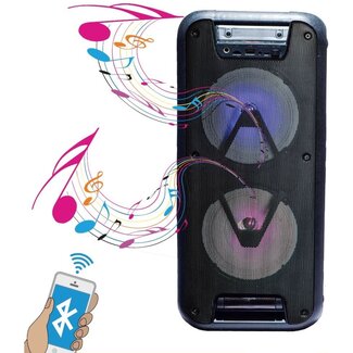 Benson Bluetooth speaker - zwart - radio - LED verlichting - 23.5 x 20.7 x 50.3 cm