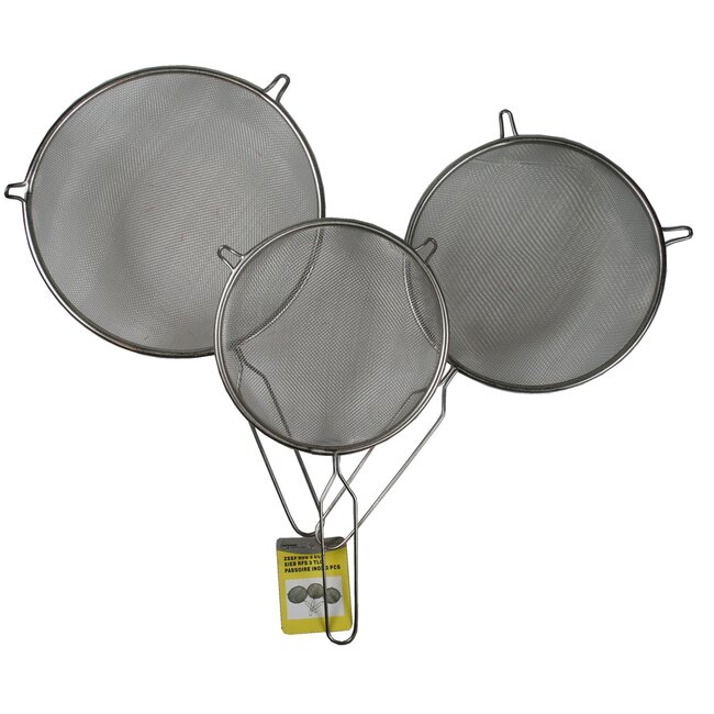 Benson Drie-delige roestvrijstalen keukenzeef set - veelzijdig en duurzaam - 16 cm, 18 cm, 21 cm