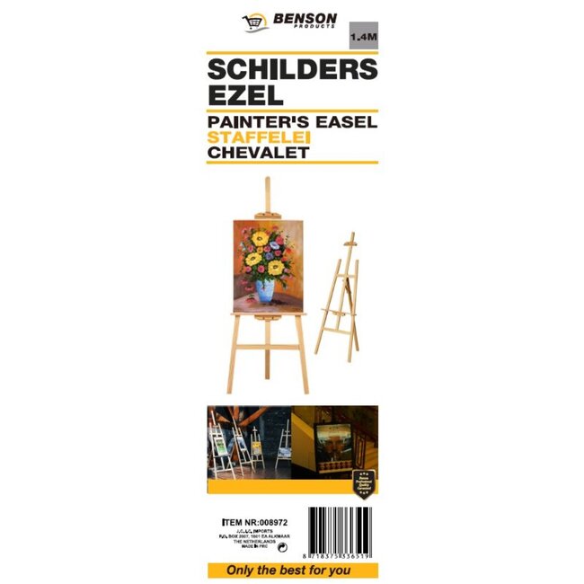 Benson Staande houten schildersezel - verstelbare hoogte - 140 cm