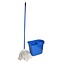 Benson Complete dweilmopset - 15 liter emmer - katoenen mop - universele steel - blauw of grijs