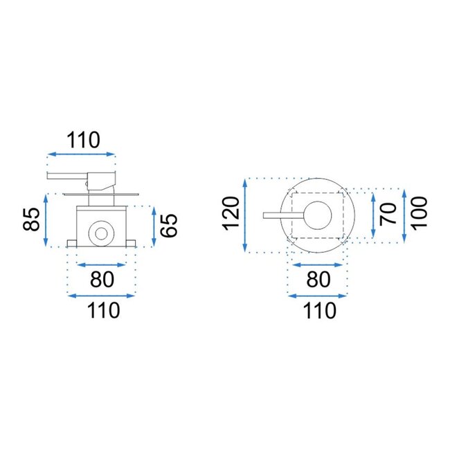 REA Inbouw regendouche - mat zwart - 25 cm - minimalistisch design