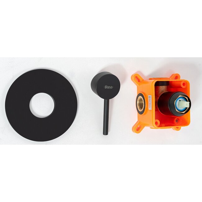 REA Inbouw regendouche - mat zwart - 25 cm - minimalistisch design