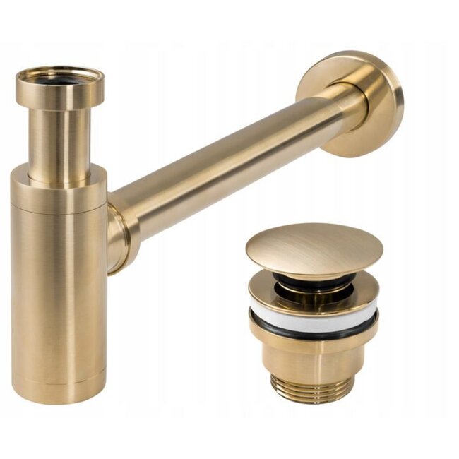 REA Compacte sifon en clickwaste - mat goud - kindvriendelijk design