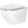REA Carlo Rimless Wandcloset 49.5 cm Soft - Close Zitting - Wit - Gold Edge REA Carlo Rimless Wandcloset 49.5 cm Soft - Close Zitting - Wit - Gold Edge
