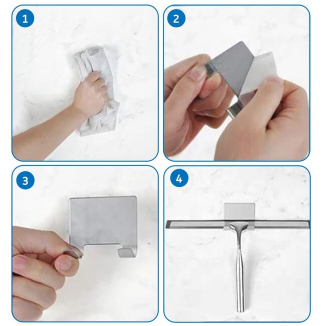 REA Badkamerwisser - Mat Zwart - Streeploos - 25 cm - Inclusief Houder