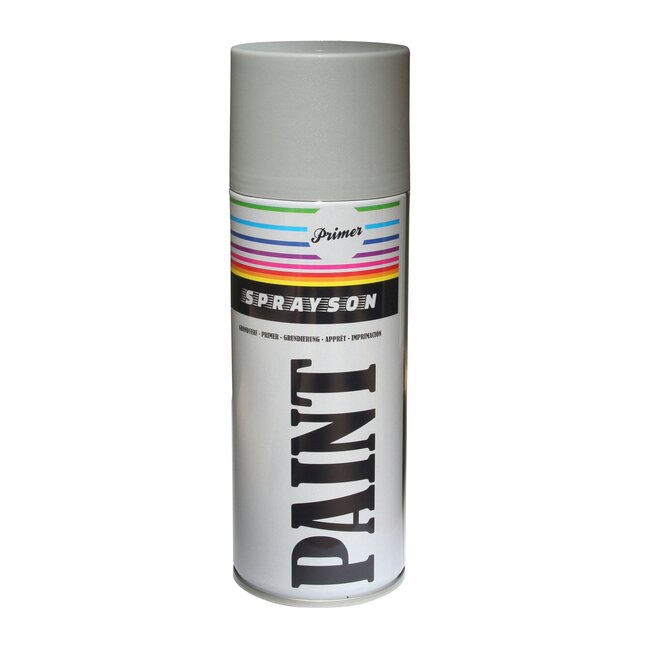 Sprayson Grijze primer spuitbus - hoge dek- en vulkracht - 400 ml - set van 12 stuks