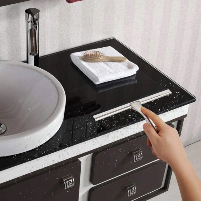 REA Badkamerwisser met houder - 25 cm - chroom - streeploos reinigen