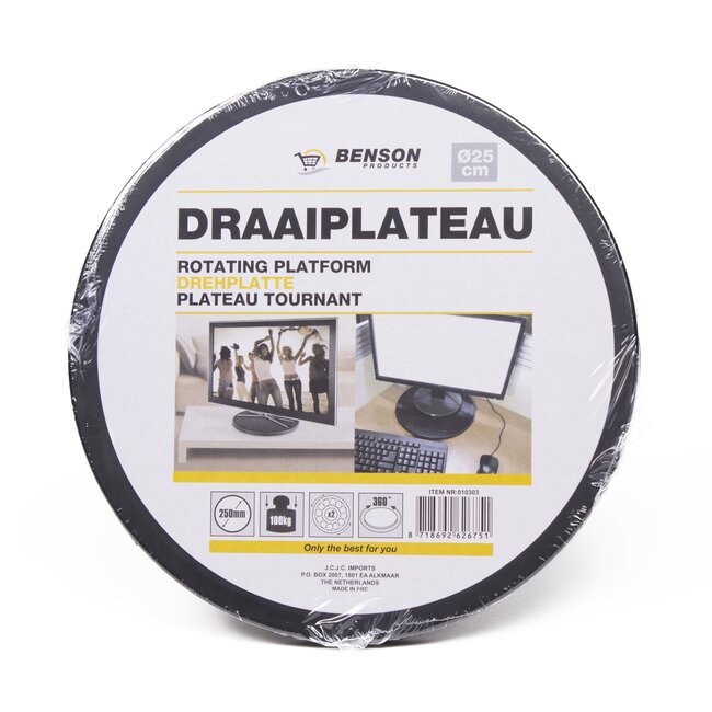 Benson Draaiplateau voor tv en speaker - zwart - Ø 25 cm - belastbaar tot 100 kg