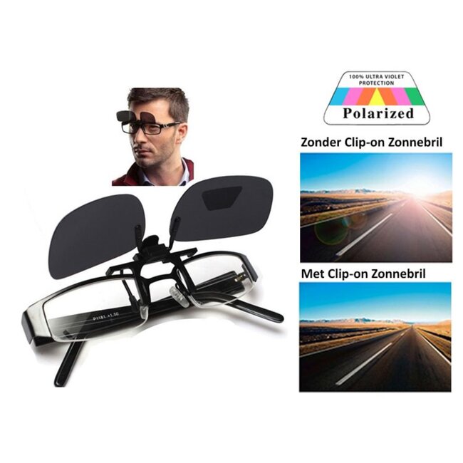 Benson Polariserende clip-on overzetzonnebril - 100% UV-bescherming - Polycarbonaat - 56 mm