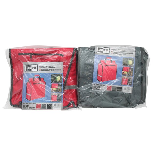 Lastpak Fiets pakaftas met regenhoes - 20 liter - rood - reflectiebanden - extra opbergvak