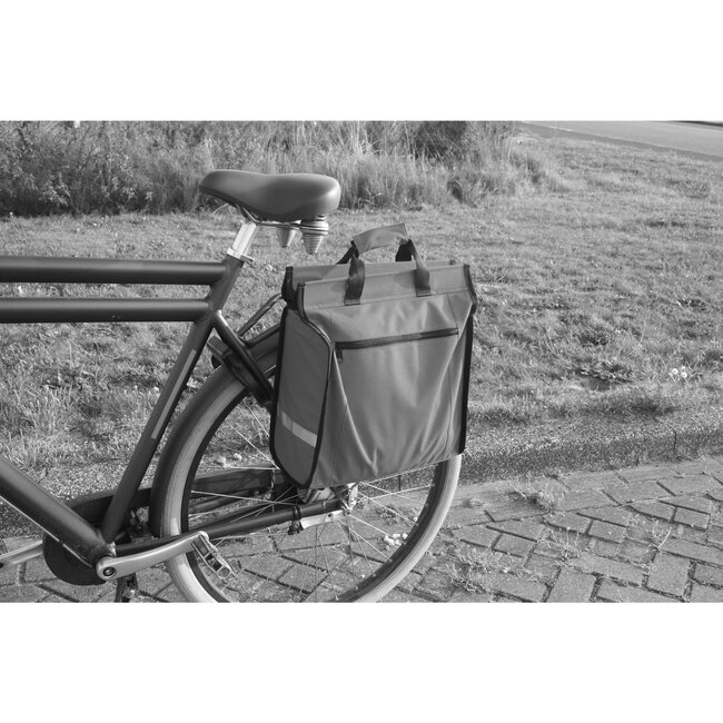 Lastpak Fiets pakaftas met regenhoes - 20 liter - zwart - extra opbergvak - reflectiebanden
