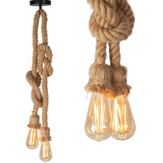 TooLight Retro hanglamp - 2 lichtpunten - touwdesign - 100 cm - rustiek-industrieel