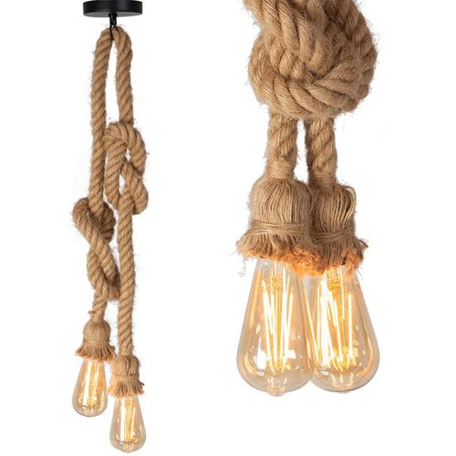 TooLight Retro LED Plafondlamp - E27 - 60 Watt - 2 Lichtpunten - Touw TooLight Retro LED Plafondlamp - E27 - 60 Watt - 2 Lichtpunten - Touw