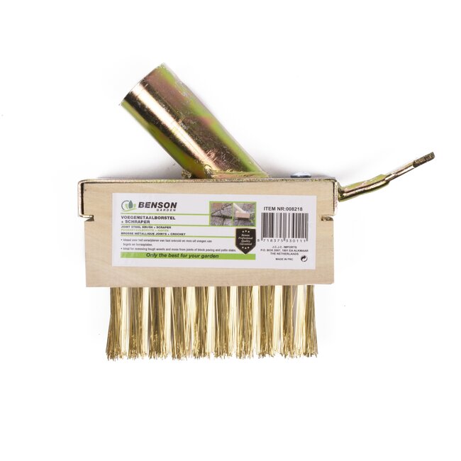 Benson Voegenstaalborstel met schraper - 3 rijen - messing - 141 x 73 x 122 mm