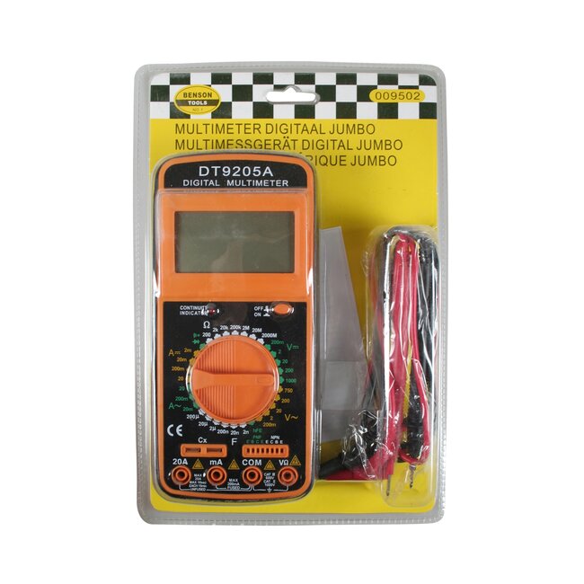 Benson Digitale multimeter - groot LCD scherm - met pieper en LED indicator - 20 x 9 cm