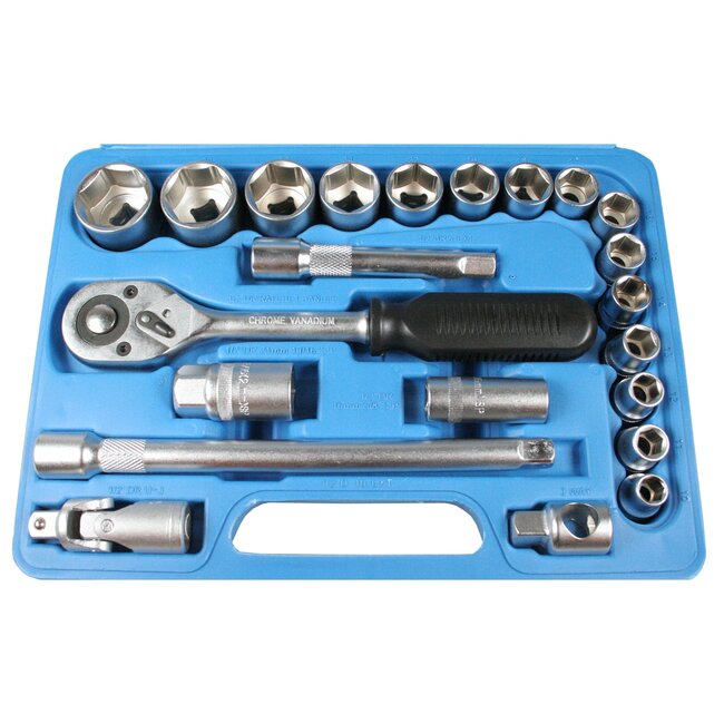 Benson 22-delige doppendoos - Satin afwerking - Inclusief ratel en opbergmodule