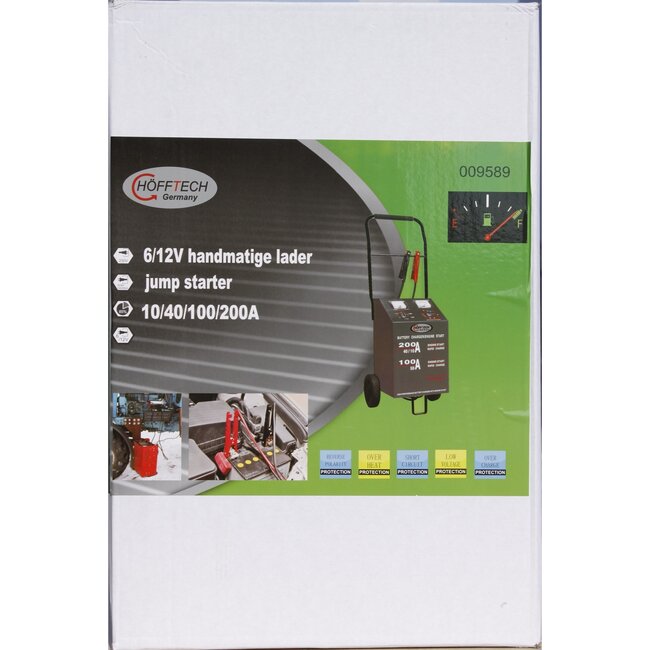 Hofftech Acculader met jumpstarter - 200A - verrijdbaar - met timer en meters