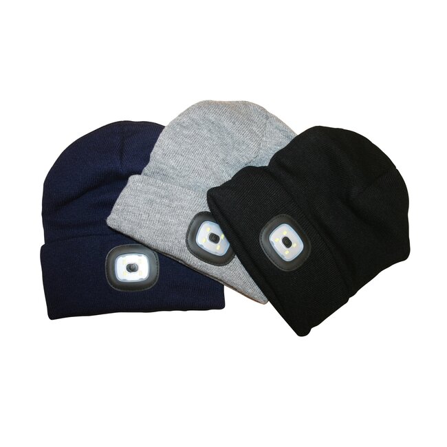 Benson Warme muts met LED-verlichting - blauw - veilig en stijlvol - verstelbare lichtsterkte