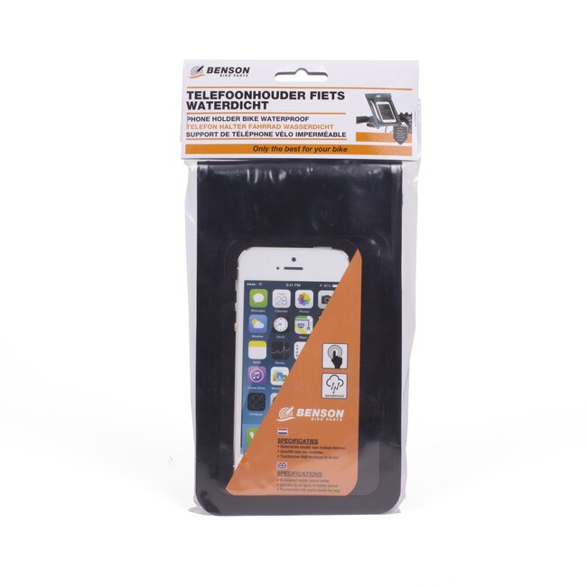 Benson Waterdichte telefoonhouder voor fiets - klittenbandsluiting - geschikt voor sturen tot 30 mm - 190x110 mm