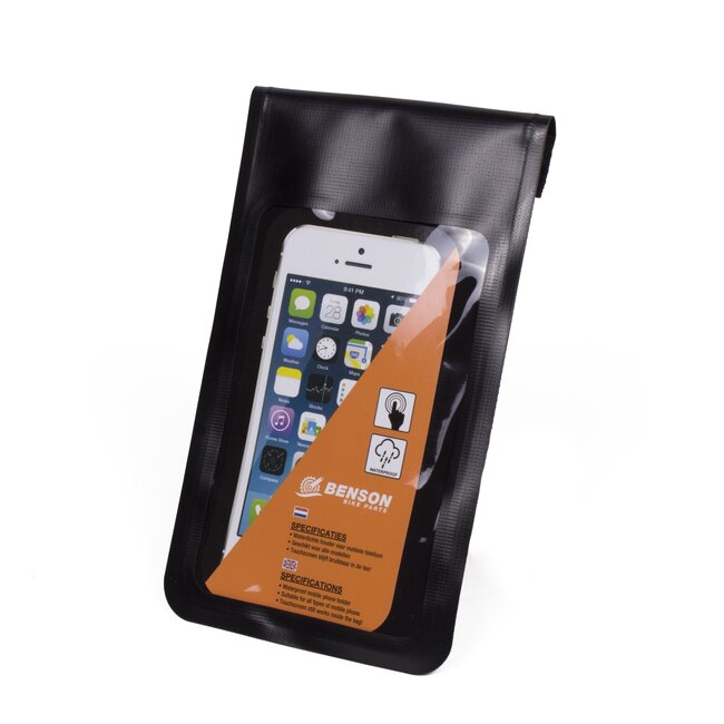 Benson Waterdichte telefoonhouder voor fiets - klittenbandsluiting - geschikt voor sturen tot 30 mm - 190x110 mm