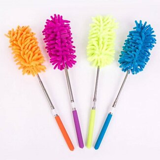 Benson Mini stoffer - microvezel plumeau - uitschuifbare telescoopsteel 80 cm - beweegbaar uiteinde