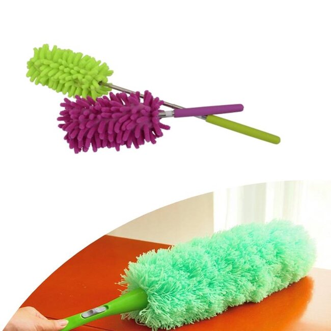 Benson Mini stoffer - microvezel plumeau - uitschuifbare telescoopsteel 80 cm - beweegbaar uiteinde